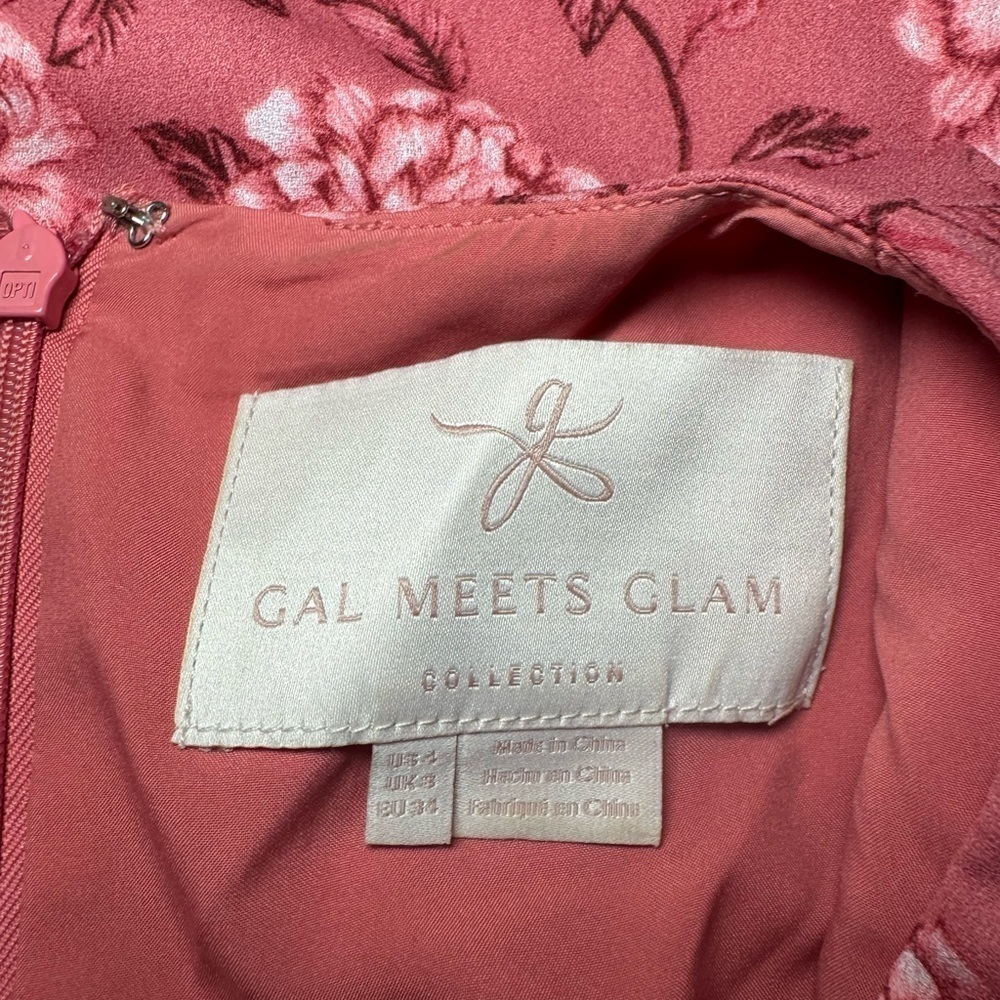 Gal Meets Glam Florence Pink Floral Maxi Dress Sz 4 Romantic Tie Cuff Gown - Picture 7 of 8